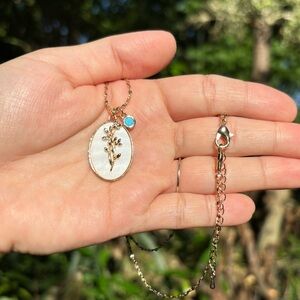 18K Gold Plated Stainless Steel December Birth Flower With Diamond Necklace